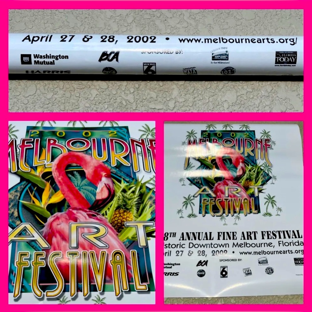 Melbourne Art Festival 2002 Pink Flamingo Authentic VTG Promo Poster 17 X 22 NEW